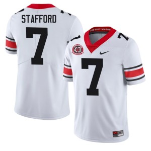 Mens Matthew Stafford White #7 UGA University 1980 National Champions 40th Anniversary Jersey 481571-116