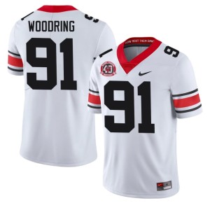 Men's Peyton Woodring Dawgs 1980 National Champions 40th Anniversary #91 Game White Jerseys 273765-822