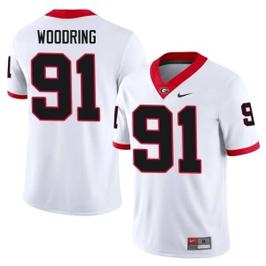 Men's University Peyton Woodring UGA #91 White Jersey 488994-775