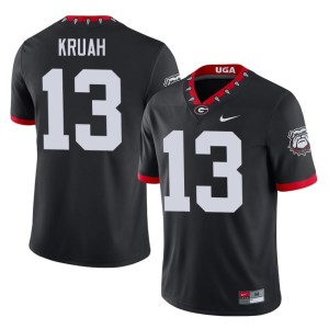 Men's Player AJ Kruah UGA Bulldogs #13 Mascot 100th Anniversary Black Jersey 885086-257