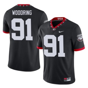 Mens #91 Limited Mascot 100th Anniversary Black Peyton Woodring Damn Good Dawgs Jersey 508027-182