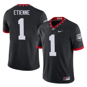Men #1 Black Trevor Etienne Mascot 100th Anniversary Football Georgia Bulldogs Jersey 558946-588