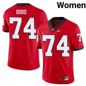 Women High School Red #74 University of Georgia Drew Bobo Jerseys 943423-127