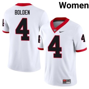 Women's White #4 Player KJ Bolden University of Georgia Bulldogs Jerseys 577079-464