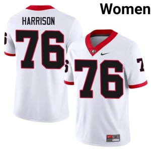 Women's Marcus Harrison White NCAA #76 Go Dawgs Jerseys 406061-285