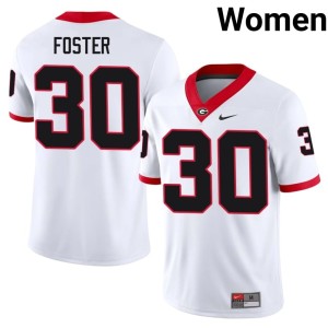 Womens UGA Bulldogs White NCAA #30 Terrell Foster Jersey 732534-263