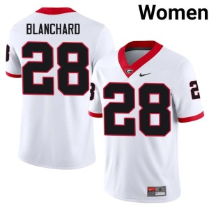 Women Walter Blanchard #28 Go Dawgs College White Jerseys 306316-626