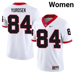 Women Georgia Bulldogs Ben Yurosek Stitched White #84 Jersey 508670-673