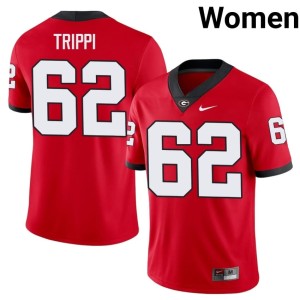 Womens #62 Dawgs Replica Red Charley Trippi Jersey 257478-874