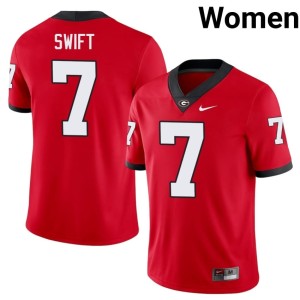 Womens NCAA University of Georgia Red #7 D'Andre Swift Jersey 824927-405