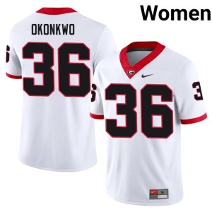 Women White UGA Bulldogs University #36 Daniel Okonkwo Jersey 526436-709