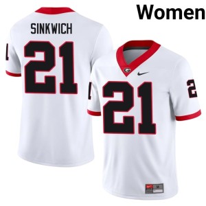 Womens #21 College White UGA Frank Sinkwich Jerseys 980175-247