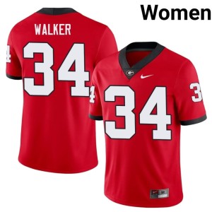 Womens NCAA Red #34 UGA Herschel Walker Jersey 416340-569