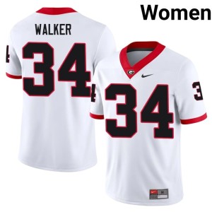 Women Herschel Walker Stitched University of Georgia #34 White Jersey 739988-756
