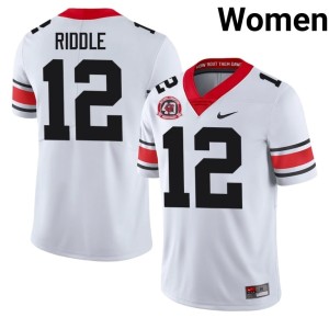 Women #12 Stitched UGA Bulldogs Ja'Marley Riddle White 1980 National Champions 40th Anniversary Jersey 830371-511