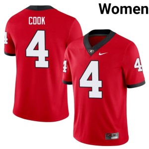 Womens James Cook UGA Bulldogs #4 Red Alumni Jersey 847784-629