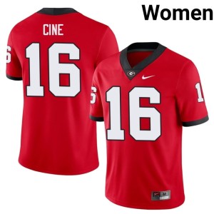 Women #16 Lewis Cine University of Georgia Red Game Jersey 319219-925