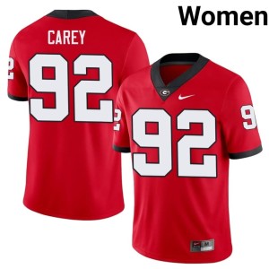 Women's Georgia Bulldogs Preston Carey Red #92 College Jersey 835247-999