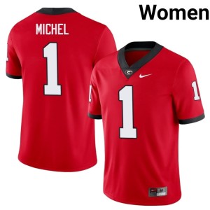 Women Sony Michel Bulldog Nation Red Stitched #1 Jerseys 258914-145