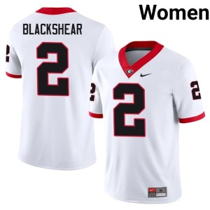 Womens #2 University of Georgia White NCAA Thomas Blackshear Jersey 600350-603