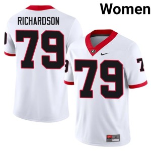 Womens Embroidery White TyQuez Richardson #79 Georgia Bulldogs Jerseys 237478-973
