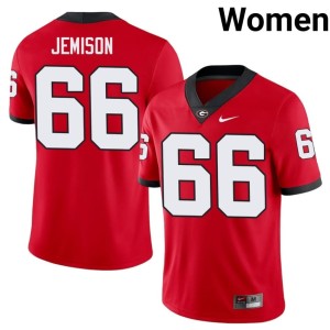 Womens #66 Georgia Bulldogs Red Official Tyreek Jemison Jersey 223642-734