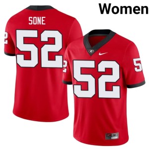 Women's Dawgs Football #52 Red Valdin Sone Jersey 679837-202