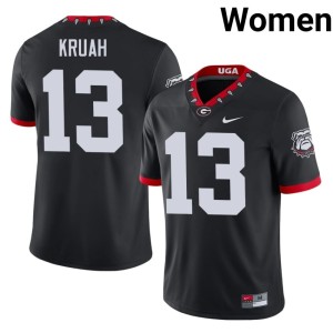Womens Mascot 100th Anniversary Black #13 Stitched UGA AJ Kruah Jerseys 818313-849