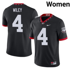 Women #4 Mascot 100th Anniversary CJ Wiley Black University of Georgia Bulldogs Stitched Jersey 689357-819