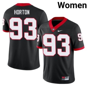 Women Stitched University of Georgia Bulldogs #93 Black Carter Horton Jerseys 751355-954