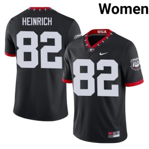Women's Black #82 College Mascot 100th Anniversary Colton Heinrich UGA Bulldogs Jersey 290919-808