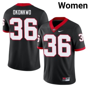 Womens Black #36 Daniel Okonkwo Dawgs NCAA Jerseys 382589-737