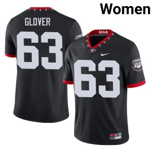 Women Dontrell Glover Mascot 100th Anniversary Black University of Georgia Bulldogs Alumni #63 Jersey 105340-834