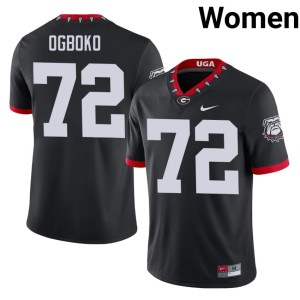 Womens #72 Black Ekene Ogboko Mascot 100th Anniversary University of Georgia Stitched Jerseys 852052-221