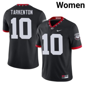 Women UGA Bulldogs Mascot 100th Anniversary Alumni #10 Fran Tarkenton Black Jerseys 137018-587