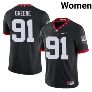 Women Black #91 Game Mascot 100th Anniversary Justin Greene University of Georgia Jerseys 662317-505