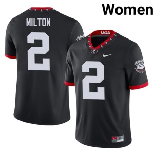 Women's Embroidery Kendall Milton Black Mascot 100th Anniversary Go Dawgs #2 Jerseys 585706-629