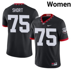 Womens Dawgs Mascot 100th Anniversary Official #75 Black Mason Short Jersey 984724-343