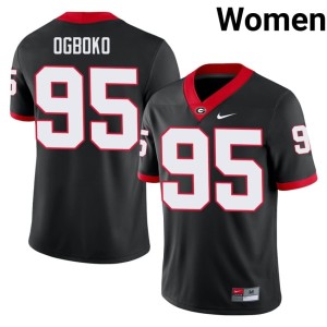 Womens NCAA #95 Nnamdi Ogboko UGA Black Jersey 658815-614
