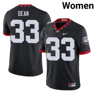 Women's #33 PJ Dean Stitched Black UGA Bulldogs Mascot 100th Anniversary Jersey 649242-403