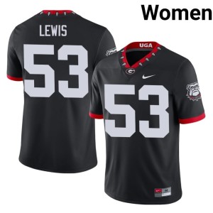 Women Football Mascot 100th Anniversary Zach Lewis Black #53 University of Georgia Bulldogs Jersey 176416-104