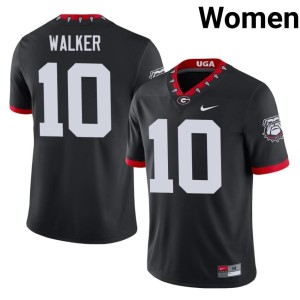 Women Black Zayden Walker Mascot 100th Anniversary #10 Stitched Go Dawgs Jersey 982937-814
