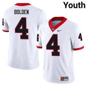 Youth #4 Football UGA KJ Bolden White Jerseys 279527-658