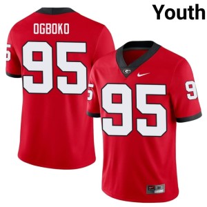 Youth Georgia Bulldogs #95 Red Embroidery Nnamdi Ogboko Jersey 782096-422