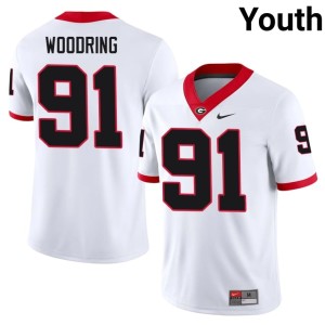 Youth White Football Go Dawgs #91 Peyton Woodring Jersey 210074-165