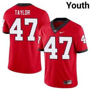 Youth #47 University of Georgia Red Embroidery Will Taylor Jerseys 808041-695