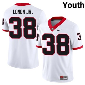Youth College AJ Lonon Jr. White Georgia #38 Jerseys 902504-269
