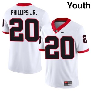 Youth #20 Official Georgia Bulldogs White Dwight Phillips Jr. Jersey 264783-387