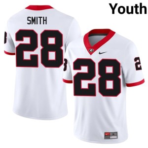 Youth Jordan Smith Player #28 Georgia Bulldogs White Jersey 958509-376