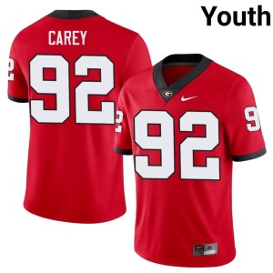 Youth Red #92 Georgia Bulldogs Preston Carey 2026 Jersey 865539-518